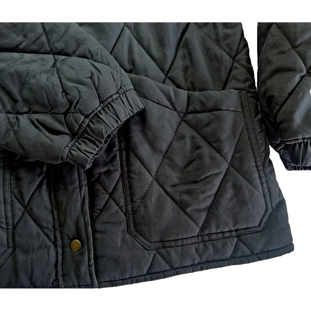 Social Standard by Sanctuary Women's Outdoors Snap Up Quilted Jacket Black L - Picture 8 of 9